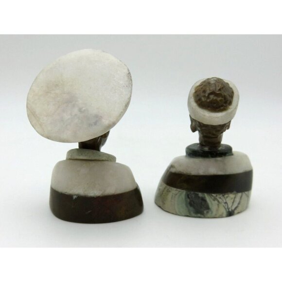 Small STONE BUST Set Colourful Hand Carved in Zimbabwe Africa 3.1" and 2.7" Tall - Picture 4 of 7